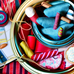 Sewing Supplies In Cookie Tin